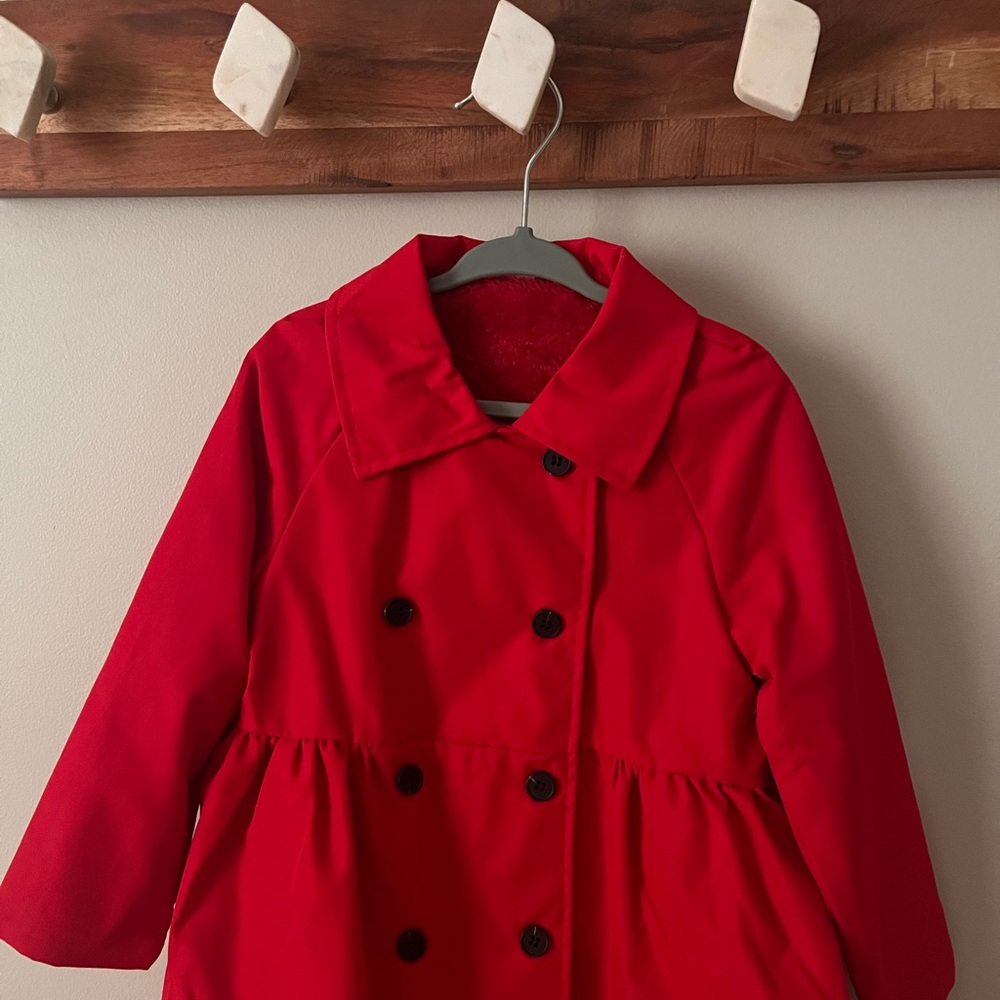 Red Kids Double-Breasted Coat